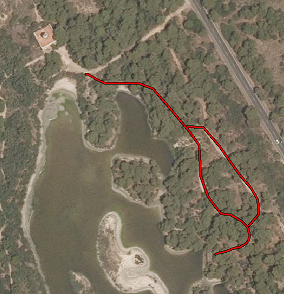 Mapa del Racó con el camino señalizado en rojo para realizar caminando