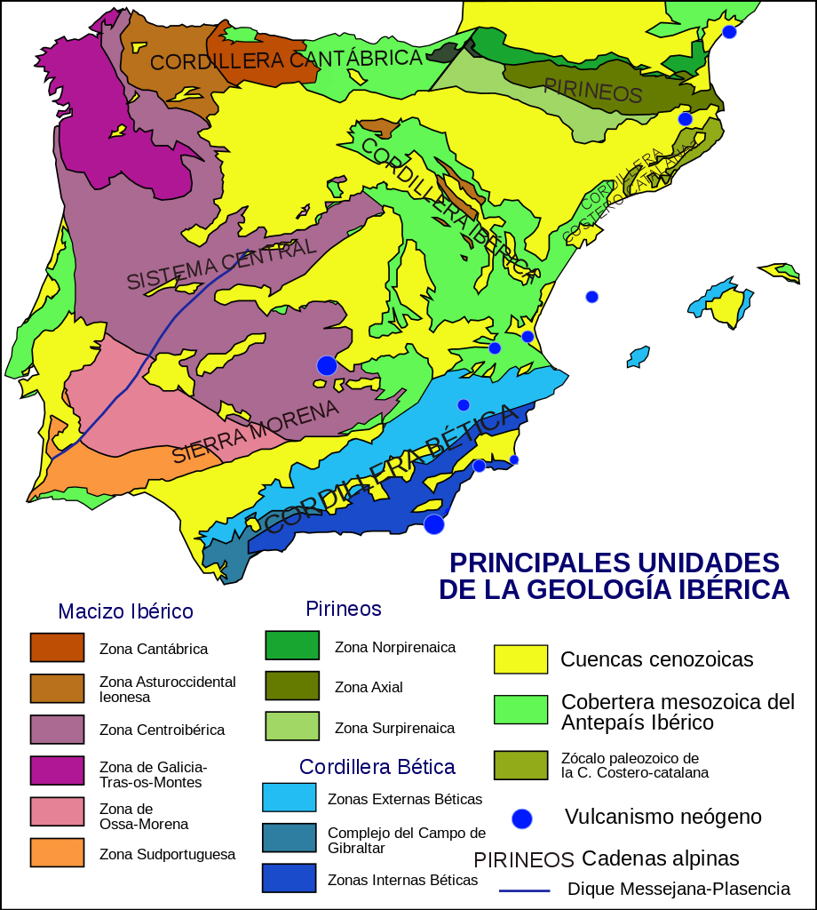 Unidades geológicas de la Península Ibérica (PePeEfe)